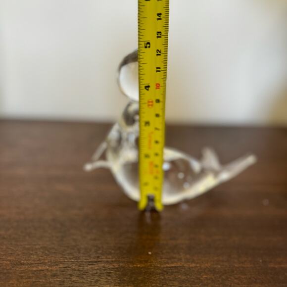 Seal with Ball Paperweight Figurine Murano Italy Clear Glass Circus Ocean - Picture 4 of 13